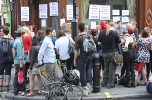 Protest against homophobia outside the John Snow pub